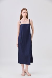Celeste Ice Silk Denim Camisole Maxi Dress