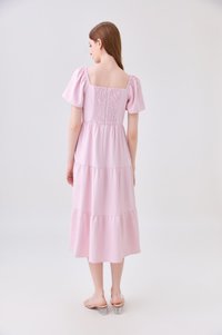 Opaline Crochet Tier Midi Dress In Pink
