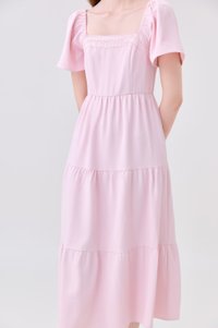 Opaline Crochet Tier Midi Dress In Pink