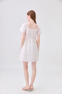 Geogrette Embroidery Tiered Dress In Soft Pink