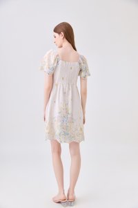 Mystique Fleur Embroidered Dress in Sand