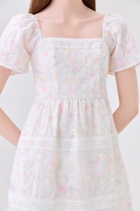 Geogrette Embroidery Tiered Dress In Soft Pink