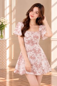 Aelia Toile Dress Romper In Pink