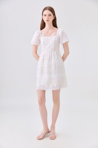 Geogrette Embroidery Tiered Dress In Soft Pink