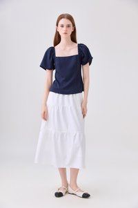 Adaline Panelled Staple Top In Navy