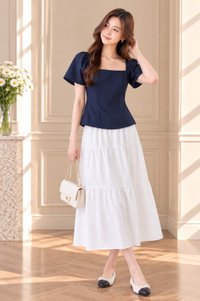 Adaline Panelled Staple Top In Navy