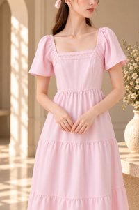 Opaline Crochet Tier Midi Dress In Pink