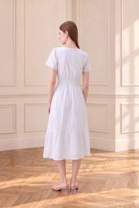 Violetta Embroidered Midi Dress In White