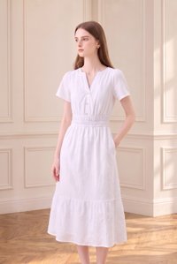 Violetta Embroidered Midi Dress In White