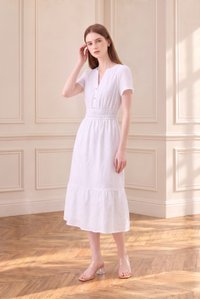 Violetta Embroidered Midi Dress In White