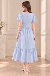 Pure Bliss Cross Stitch Embroidery Midi Dress In Blue