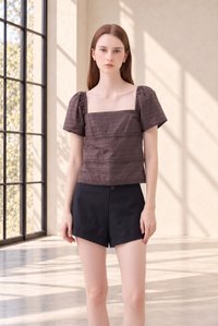 Olivara Embroidery Crochet Top In Espresso