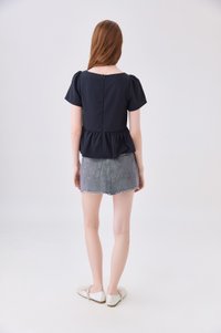 Amelisse Staple Babydoll Top In Midnight Blue