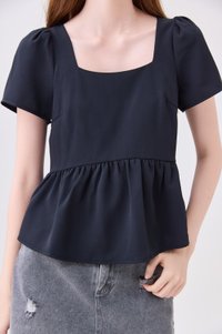 Amelisse Staple Babydoll Top In Midnight Blue