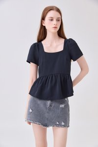 Amelisse Staple Babydoll Top In Midnight Blue