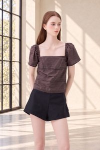 Olivara Embroidery Crochet Top In Espresso
