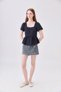 Amelisse Staple Babydoll Top In Midnight Blue
