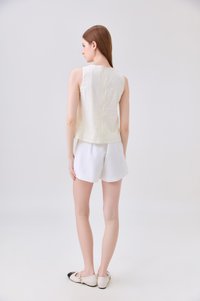 Leonette Eyelet Pleated Top In Cream