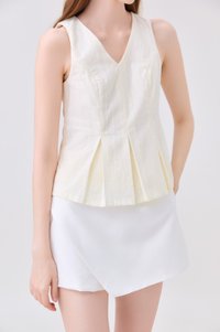 Leonette Eyelet Pleated Top In Cream