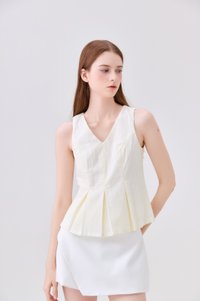 Leonette Eyelet Pleated Top In Cream