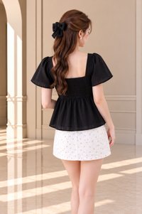 Delara Textured Lace Top In Black