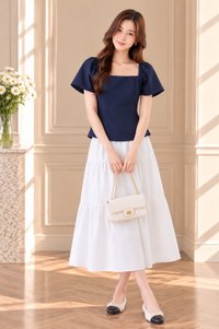 Adaline Panelled Staple Top In Navy