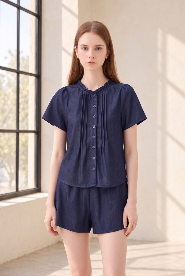 Ruelle Ice Silk Pintuck Top