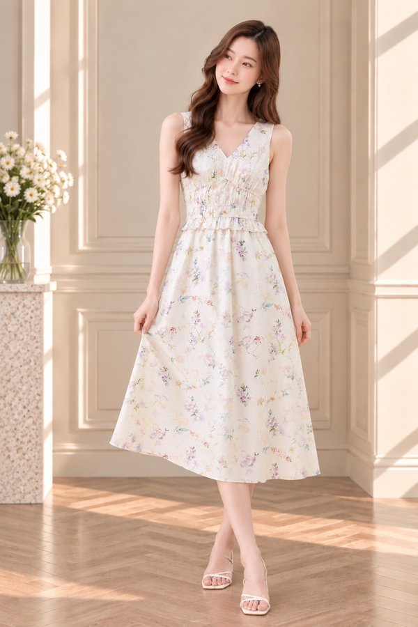 Charli Smocked Empire Waist Midi Dress