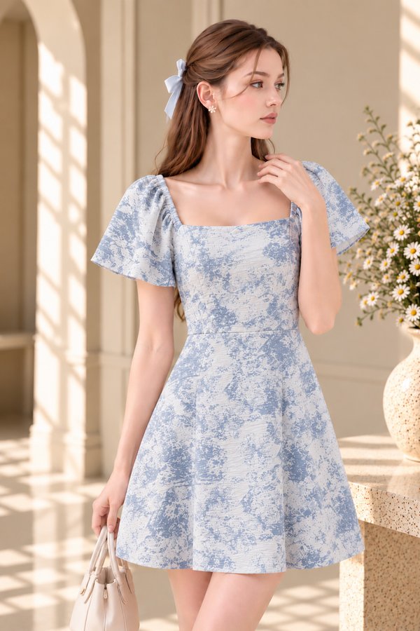 Aelia Toile Dress Romper In Blue
