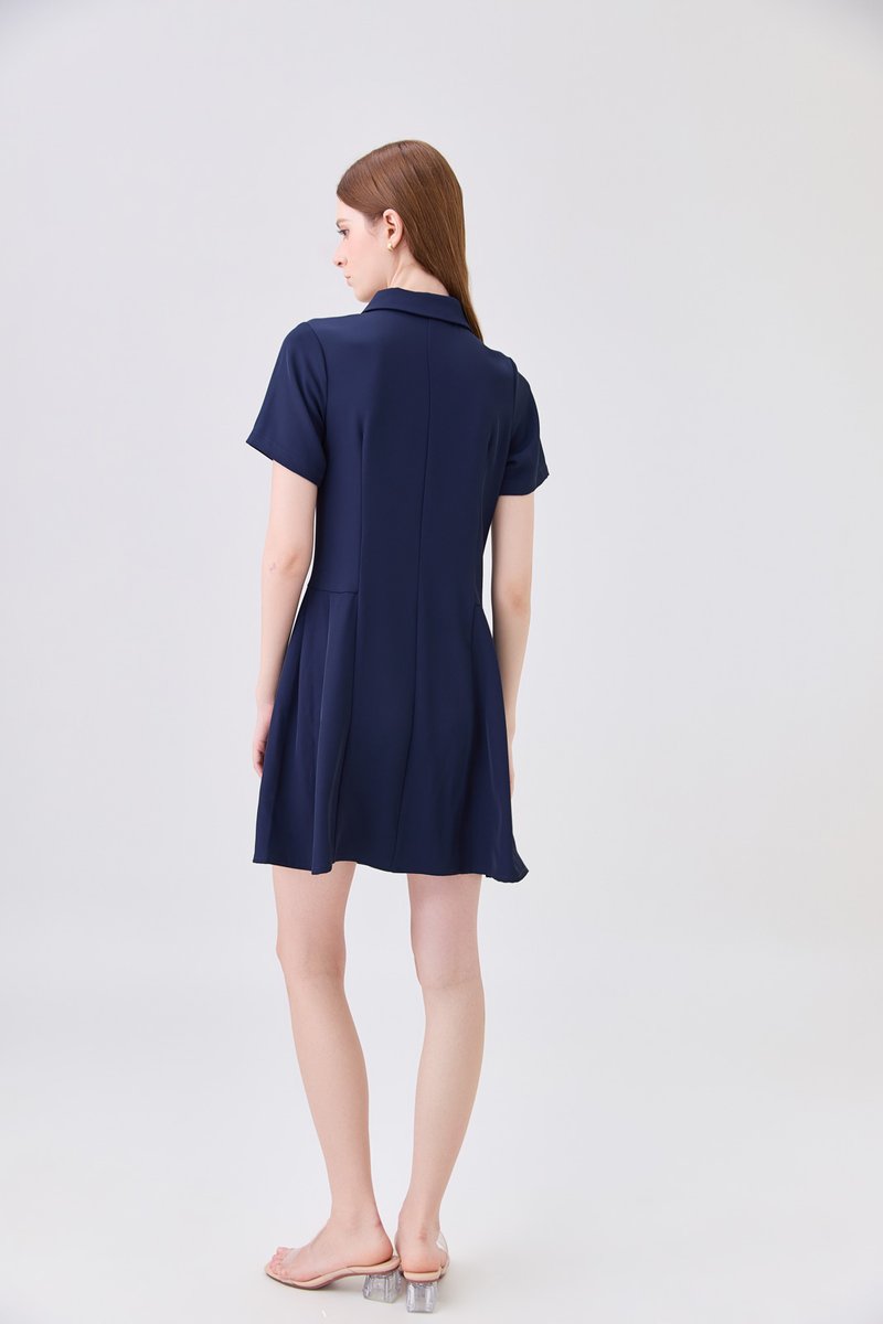 Ainsley Button Down Shirt Dress In Navy