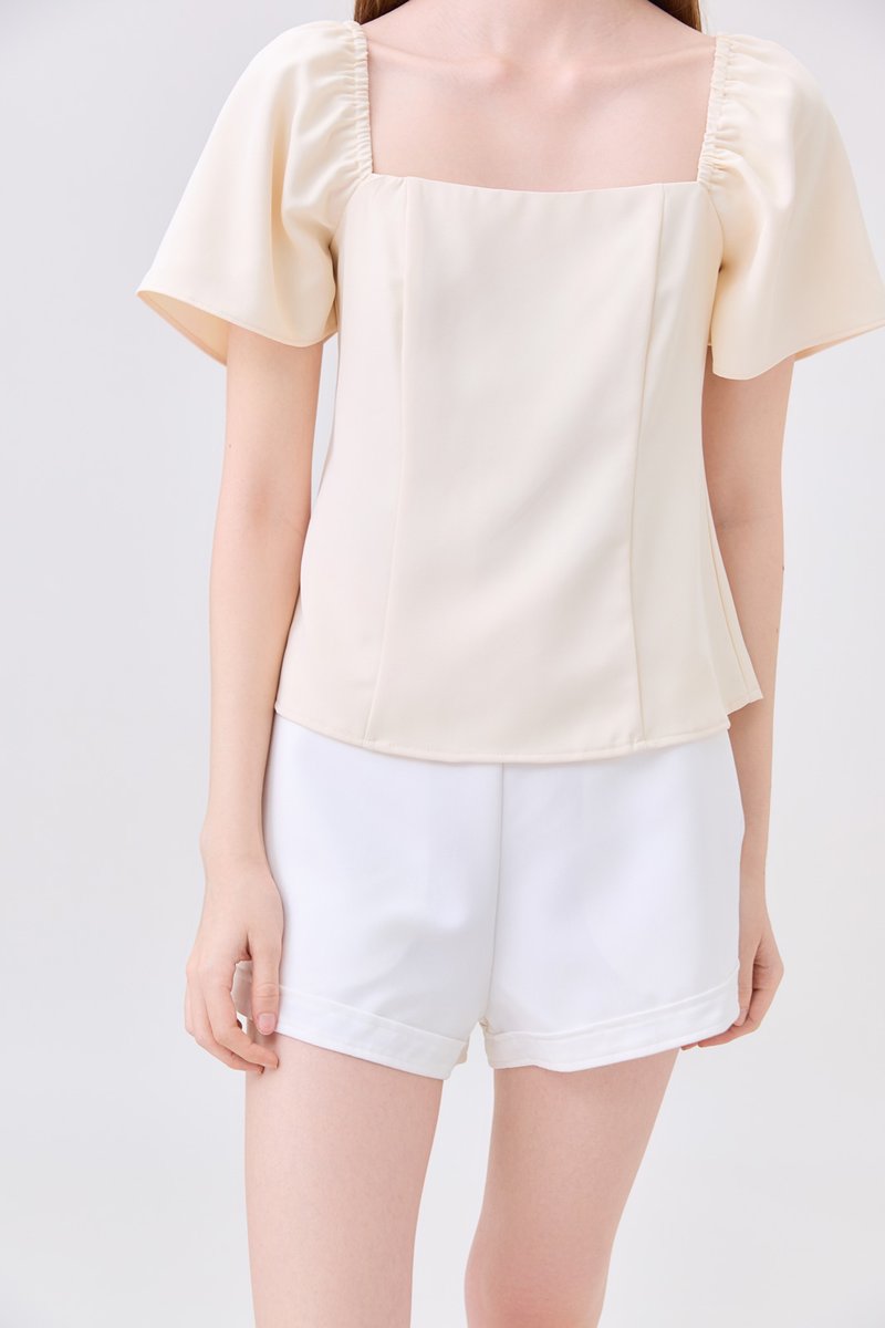 Adaline Panelled Staple Top In Butter Cream