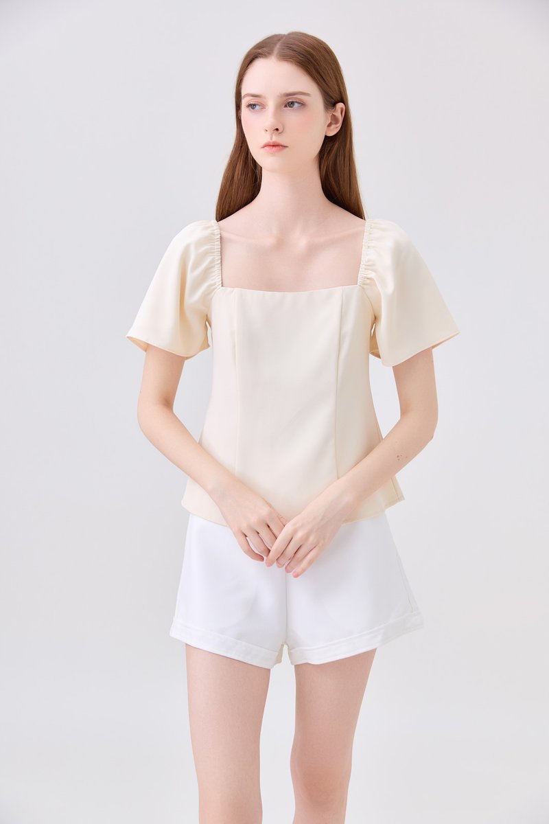 Adaline Panelled Staple Top In Butter Cream
