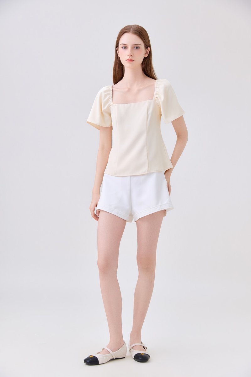 Adaline Panelled Staple Top In Butter Cream