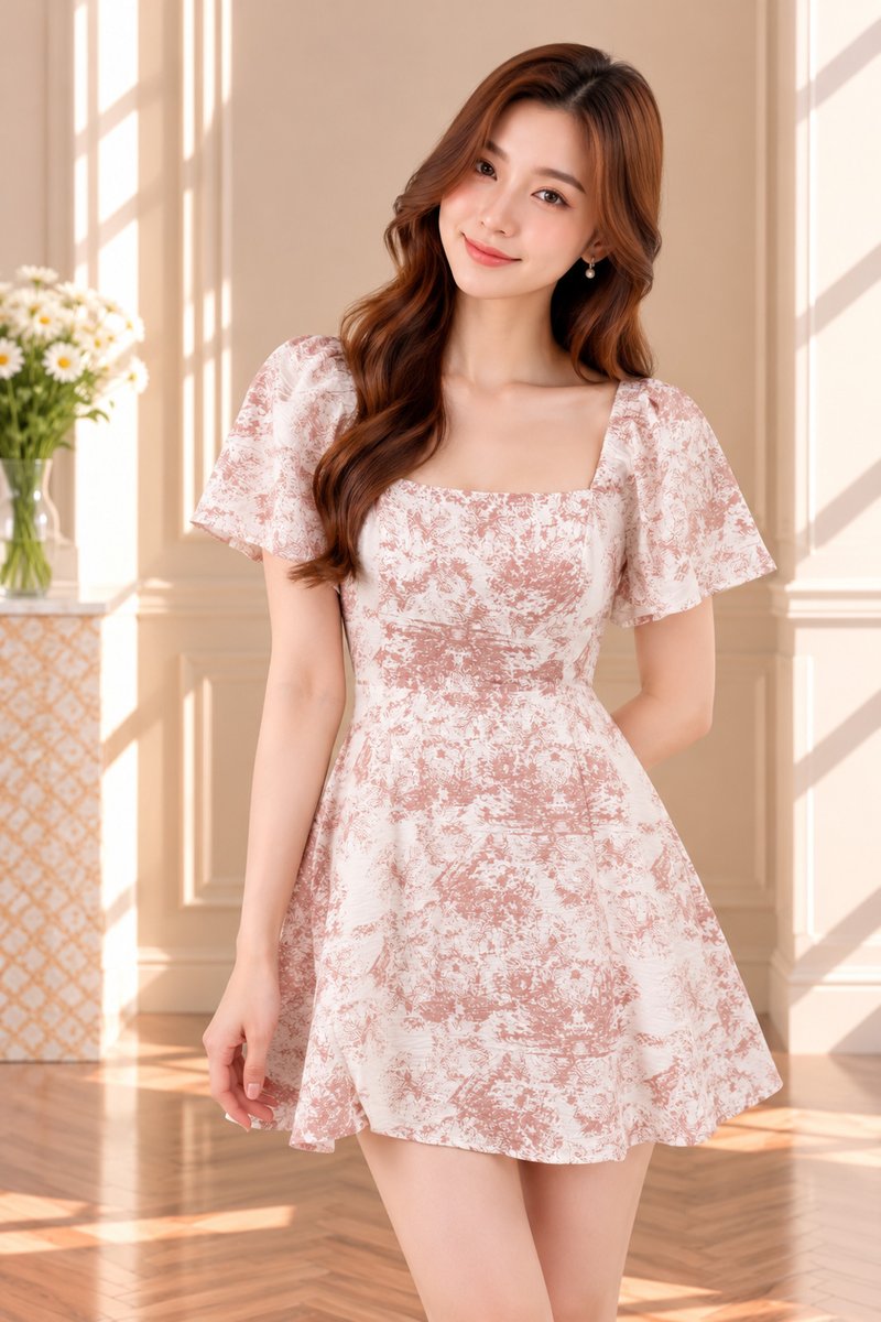 Aelia Toile Dress Romper In Pink