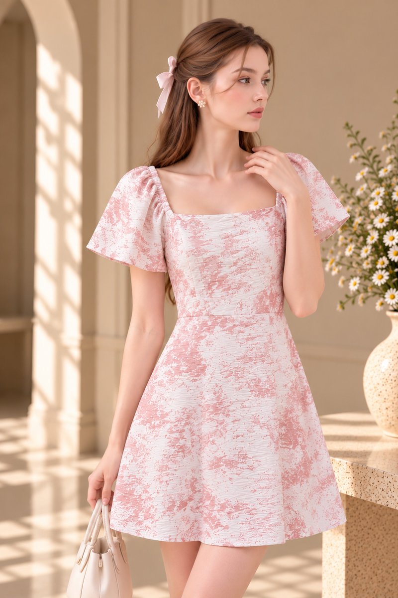 Aelia Toile Dress Romper In Pink