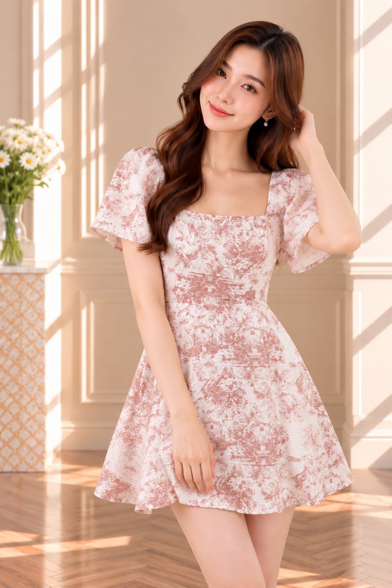 Aelia Toile Dress Romper In Pink