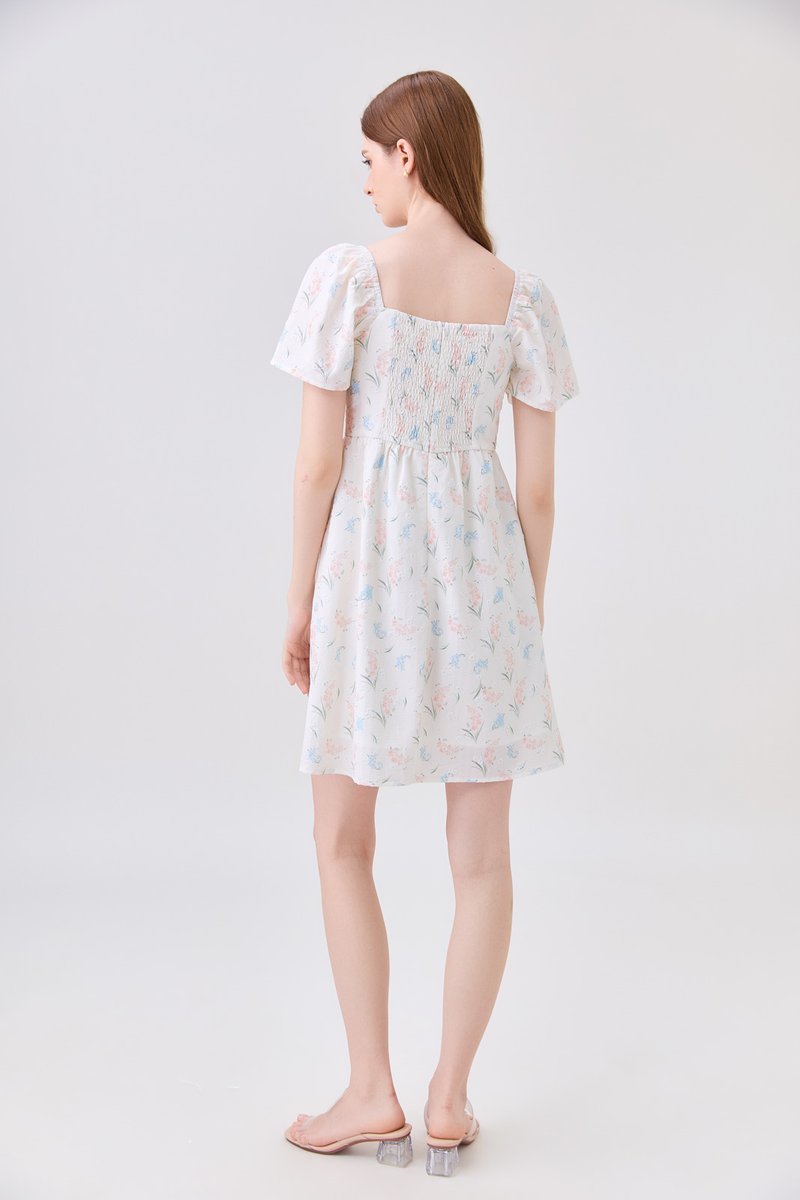 Gwendolyn Embossed Floral Ribbon Dress