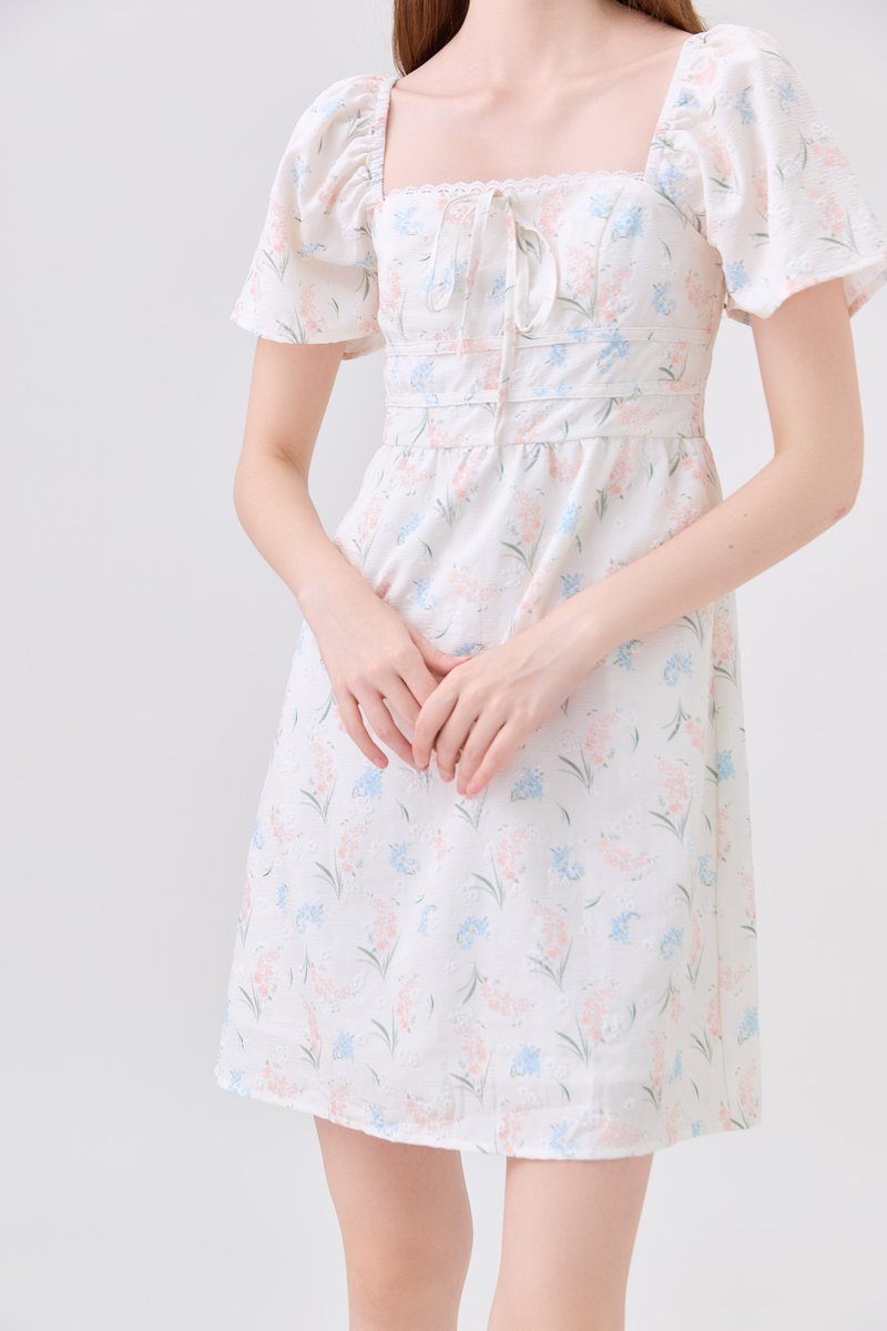 Gwendolyn Embossed Floral Ribbon Dress