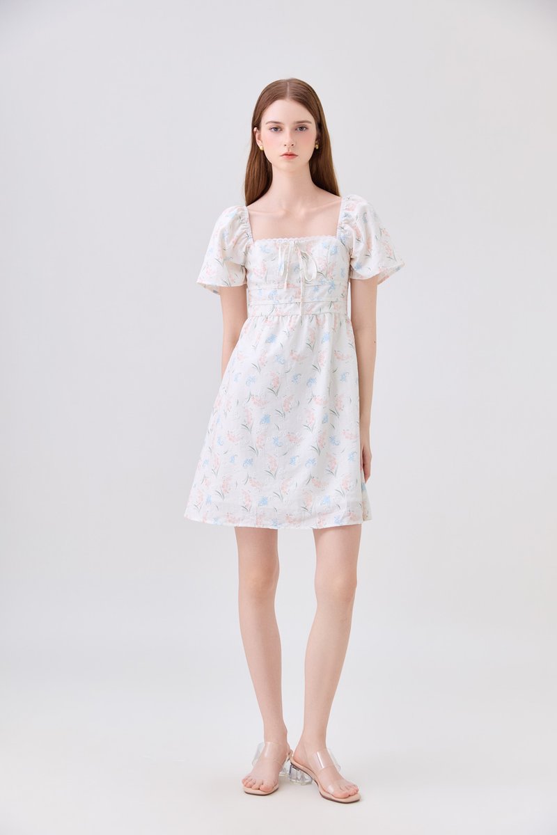 Gwendolyn Embossed Floral Ribbon Dress