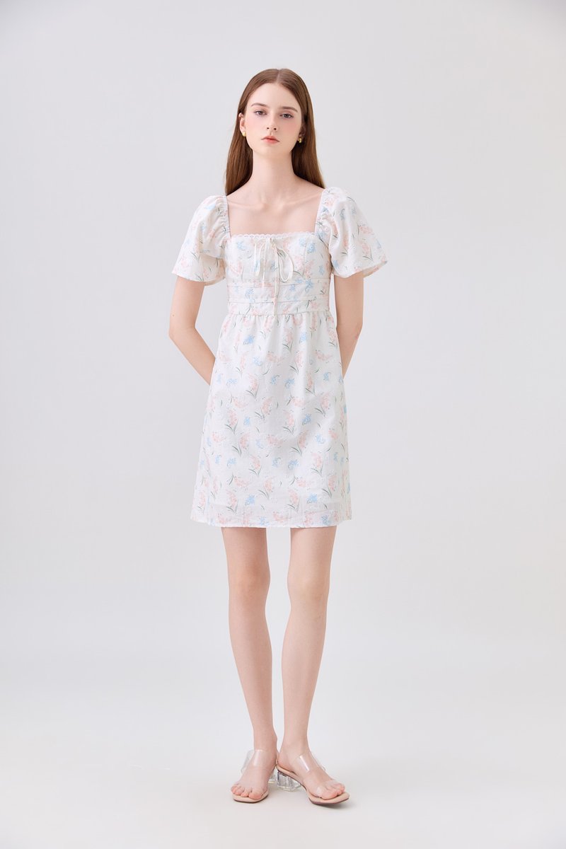 Gwendolyn Embossed Floral Ribbon Dress