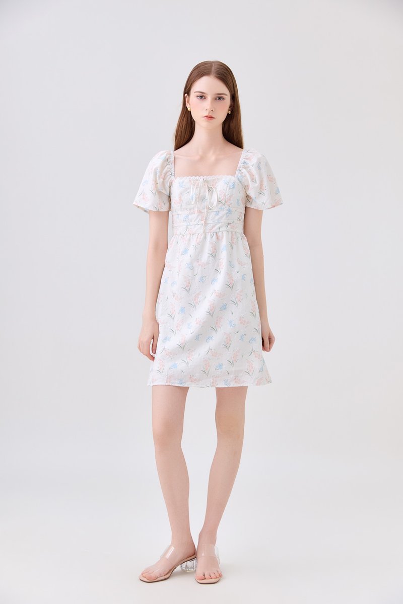 Gwendolyn Embossed Floral Ribbon Dress