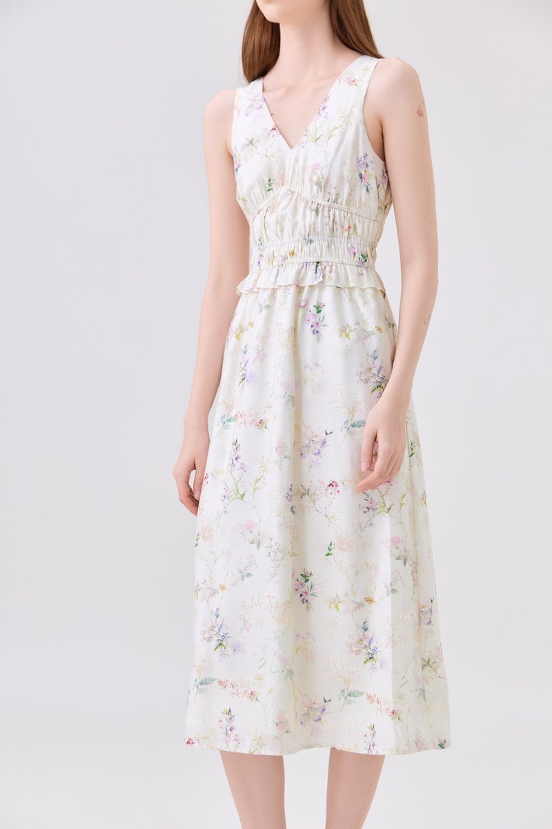 Charli Smocked Empire Waist Midi Dress