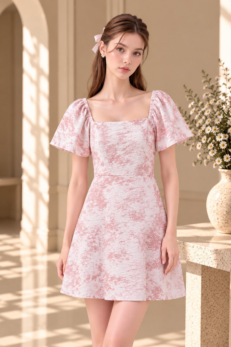 Aelia Toile Dress Romper In Pink