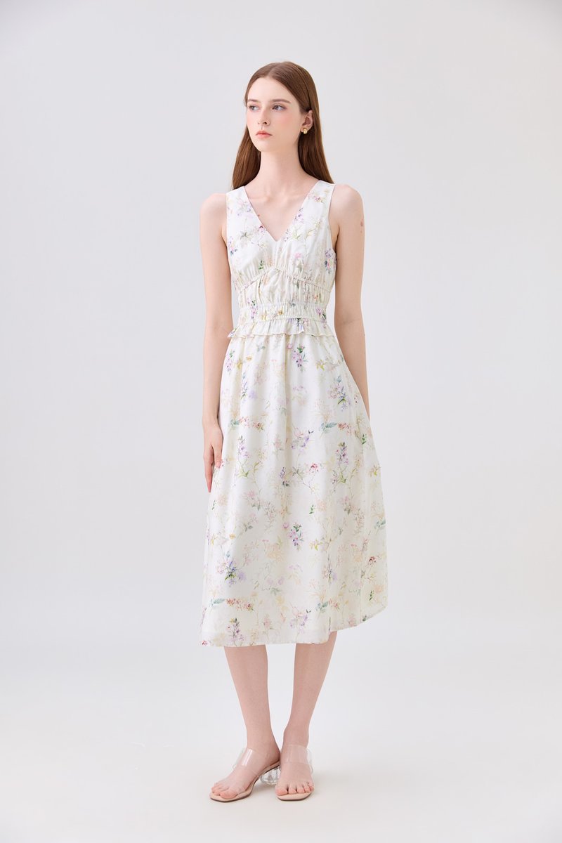 Charli Smocked Empire Waist Midi Dress