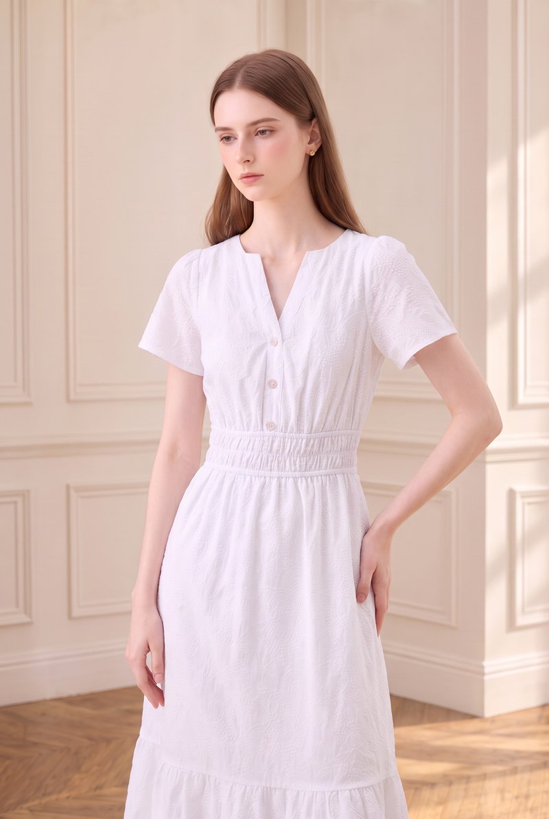 Violetta Embroidered Midi Dress In White
