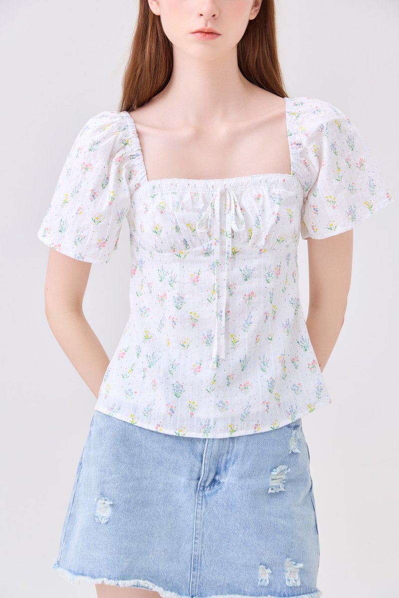 Herietta Crochet Ribbon Floral Top