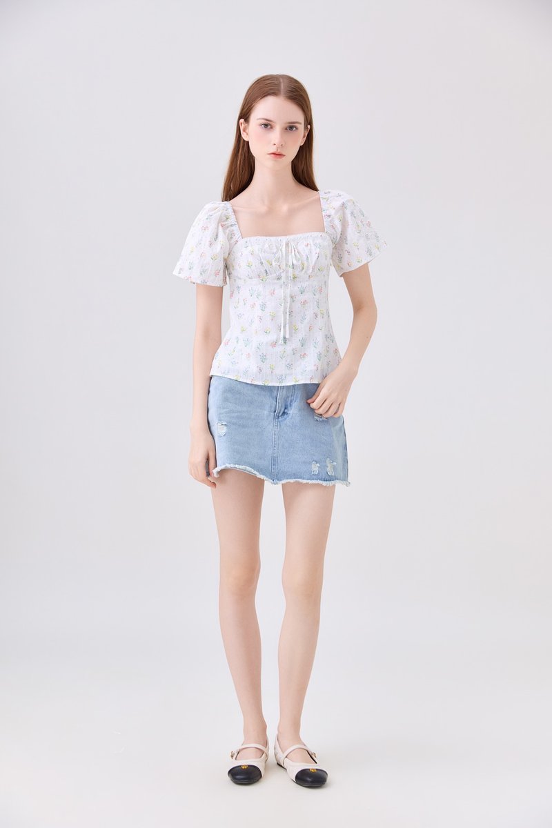 Herietta Crochet Ribbon Floral Top
