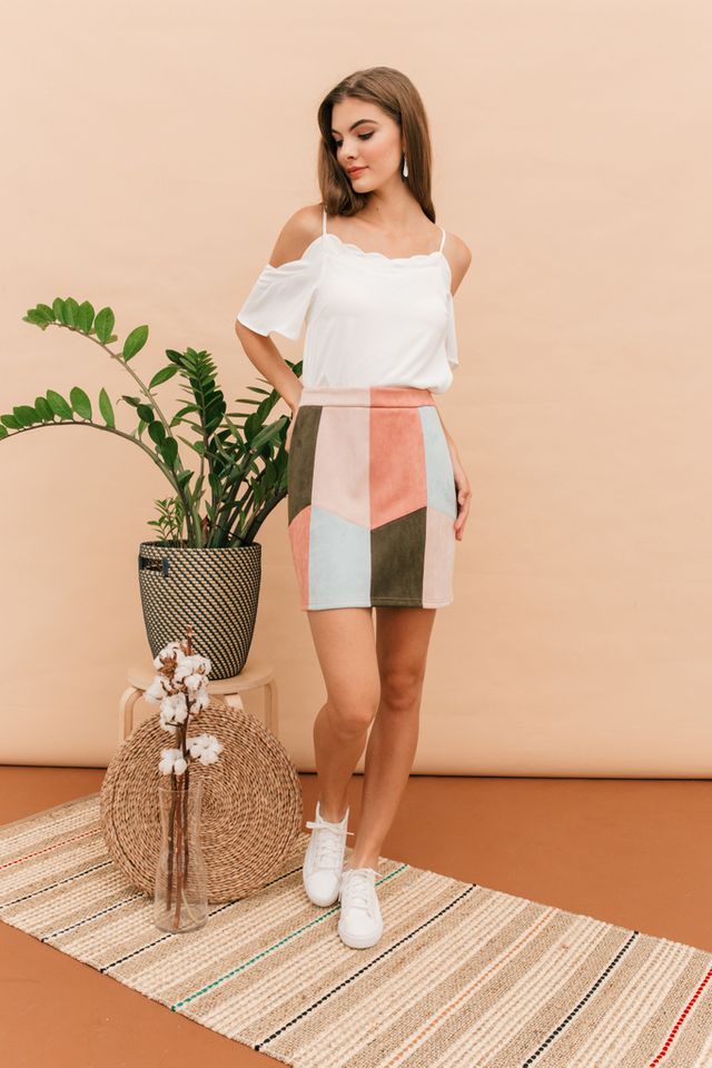 Vilette Colourblock Skirt in Multi-colour (L)