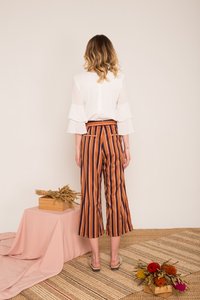 Cliona Pinstriped High-waisted Culottes in Caramel (XS)