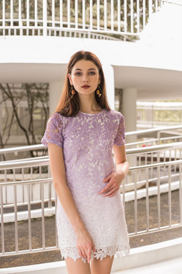 Callie Ombré Crochet Dress in Lilac
